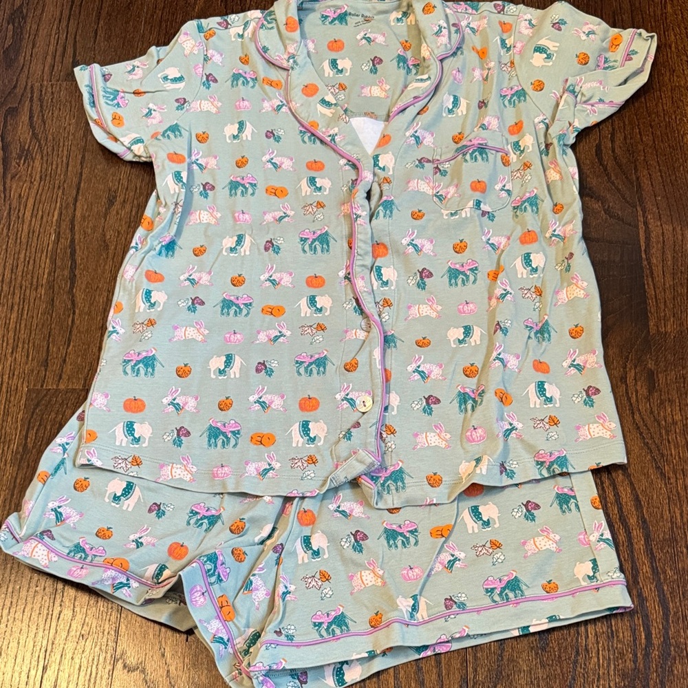 Roller Rabbit Pajama Set with Pumpkin and Animal Print
